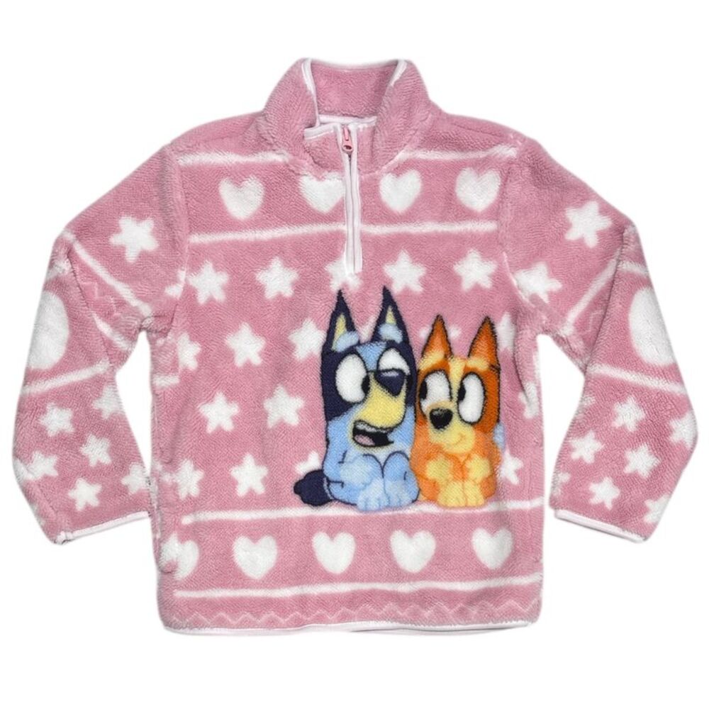 Bluey - Isaac Morris Girl's Licensed Character Regular Fit Quarter Zip Sherpa Pu